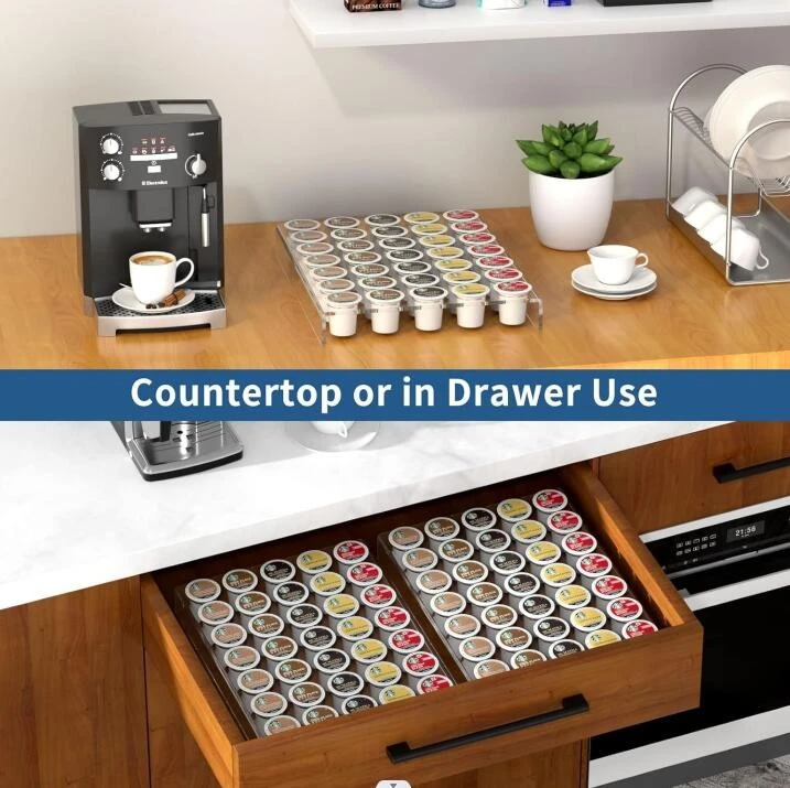 Acrylic K Cup Drawer Organizer Countertop 35 Coffee Capsules Coffee Pod Holder