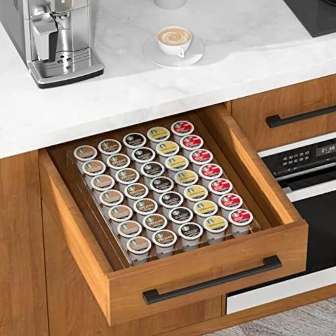 Akryl K Cup Låda Organizer Bänkskiva 35 kaffekapslar Kaffekapselhållare