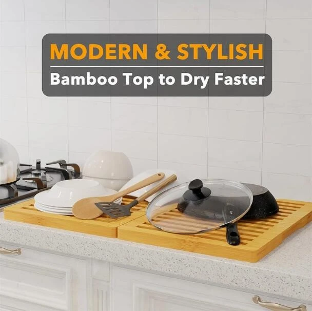 Bamboo Foldable Stone Drying Mat For Kitchen Counter