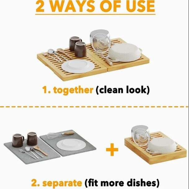 Bamboo Foldable Stone Drying Mat For Kitchen Counter