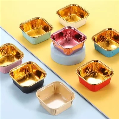 Fyrkantig aluminiumfolie Cupcake Liners Pan